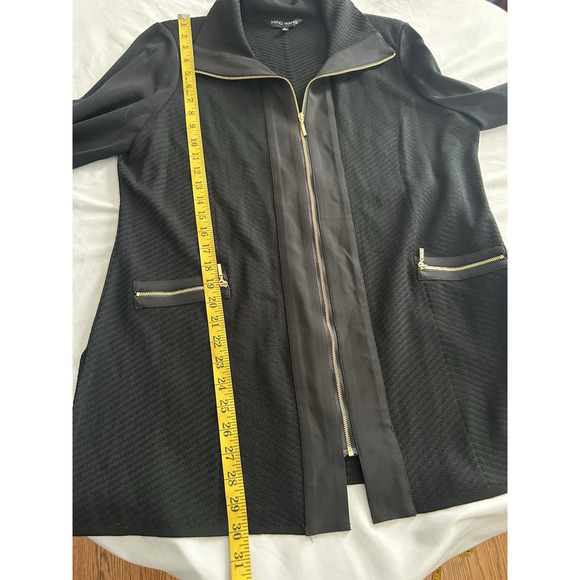 Ming Wang Full Zip Tunic Style Knit Sweater Womens Size Large Black Classic - Picture 8 of 9